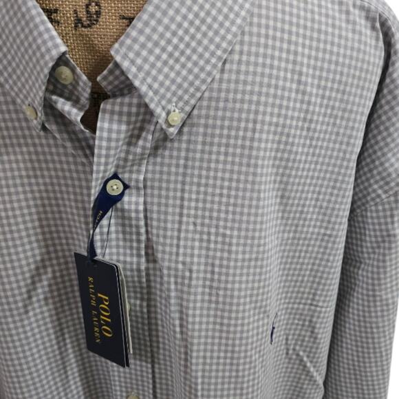 Polo Ralph Lauren GRAY GINGHAM Check Smooth STRETCH Shirt 3XB NAVY Pony NEW - Picture 4 of 8